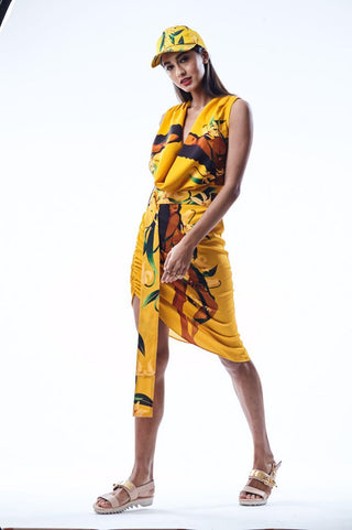 Mustard Lily, Naked Print Cowl Dress - Farah Sanjana
