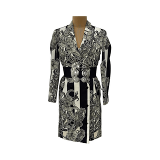 Monochrome Seahorse Blazer Dress - Farah Sanjana