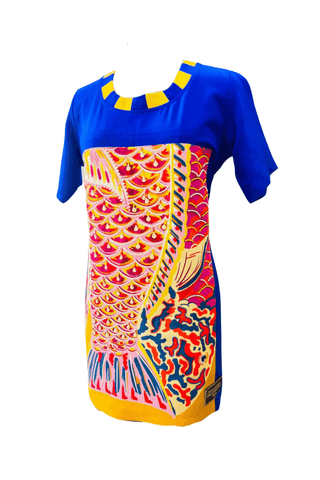 Mustard Salmon Fish T-Shirt Dress - Farah Sanjana