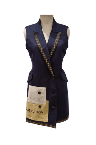 Navy Blue Upcycled Blazer Dress - Farah Sanjana