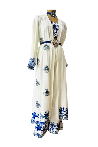 Porcelain Blue Evil Eye Robe Set