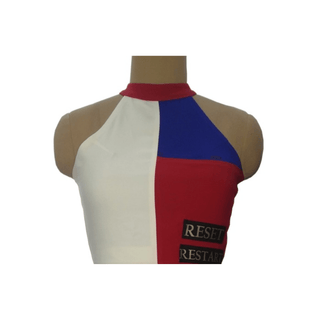 Red Blue Color Block Halter Top - Farah Sanjana