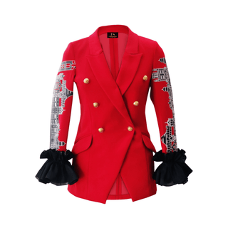 Red Megalopolis Blazer - Farah Sanjana