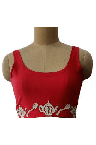 Red Tea Pot Crop Top - Farah Sanjana