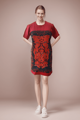 Rustic Red T-Shirt Dress - Farah Sanjana