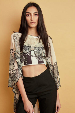 Seahorse Scalloped High Low Cape - Farah Sanjana