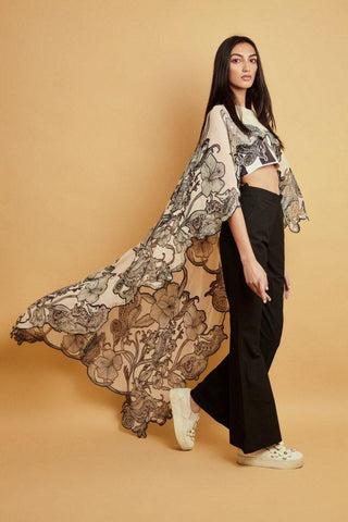 Seahorse Scalloped High Low Cape - Farah Sanjana