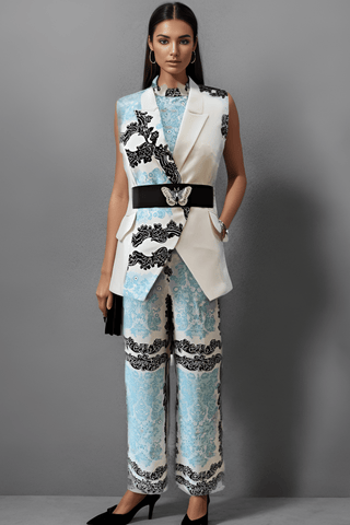 Sky Blue Mykonos Blazer Set - Farah Sanjana