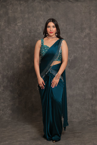 Teal Blue Saree Saree Set