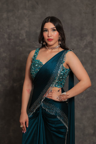 Teal Blue Saree Saree Set