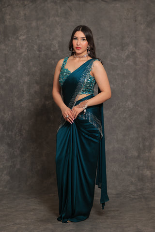 Teal Blue Saree Saree Set