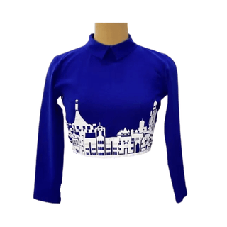 The Electric Blue Megalopolis Crop Top - Farah Sanjana