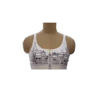 White Black Megalopolis Bralette Top - Farah Sanjana