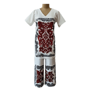 White Red Porcelain Co-ord Set - Farah Sanjana