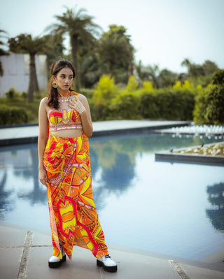 Yellow Aztec Boho Dhoti Set - Farah Sanjana